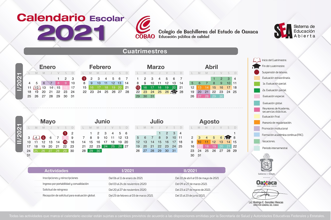 calendario cobao SEA 2021